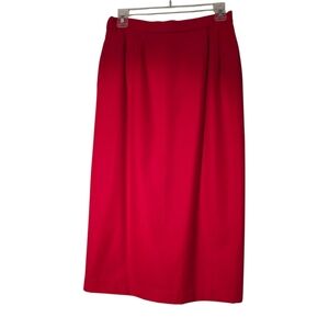 Vintage Vinci Lipstick Red 100% Wool Midi Pencil Skirt Size 10